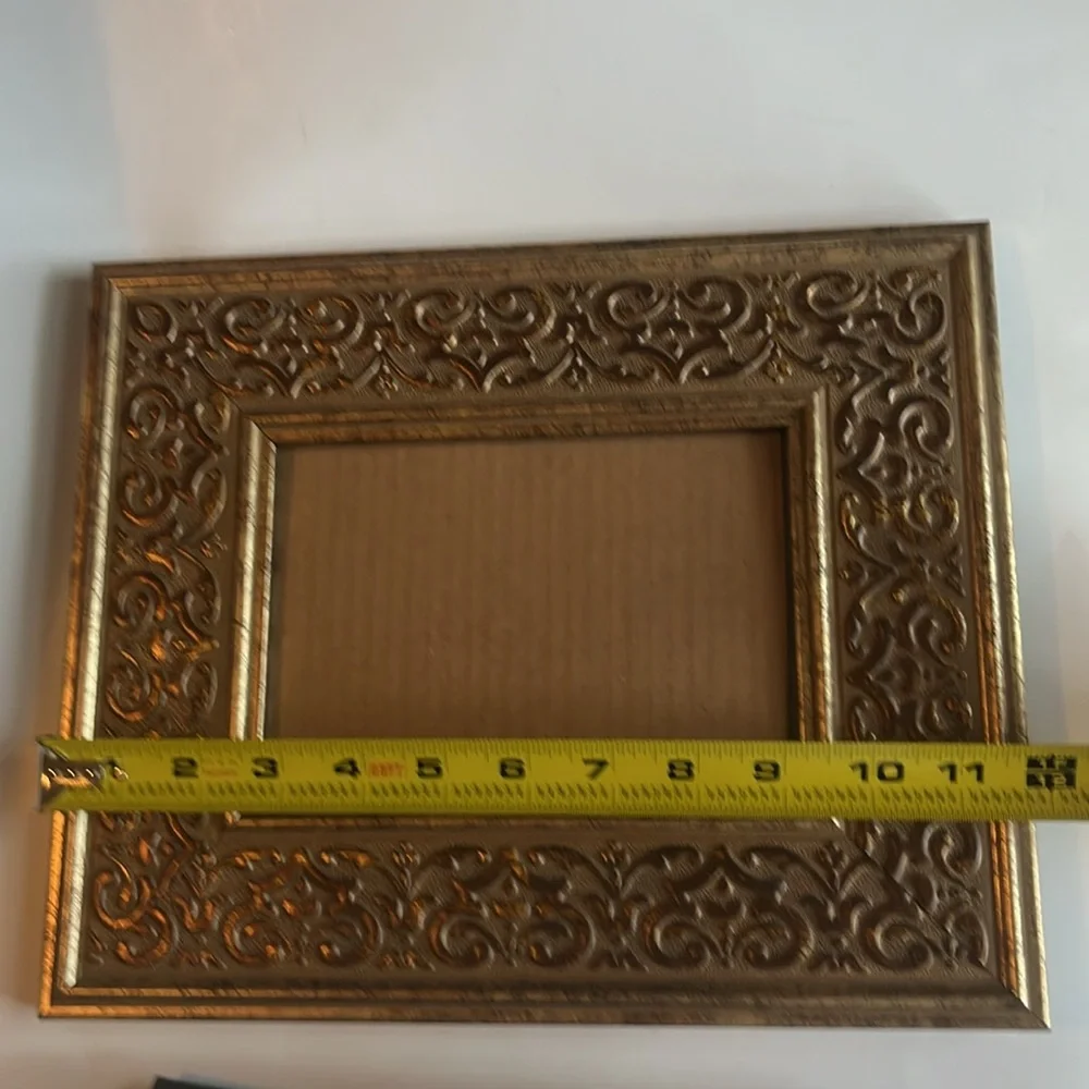 Embossed Frame Wide Border Gold Tone